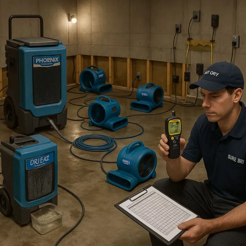 Structural Drying and Dehumidification process in Mila Doce, TX